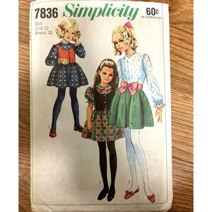 Vintage 1960s Simplicity 7836 Sewing Pattern Sz XS 12 Fit & Flare Dress COMPLETE